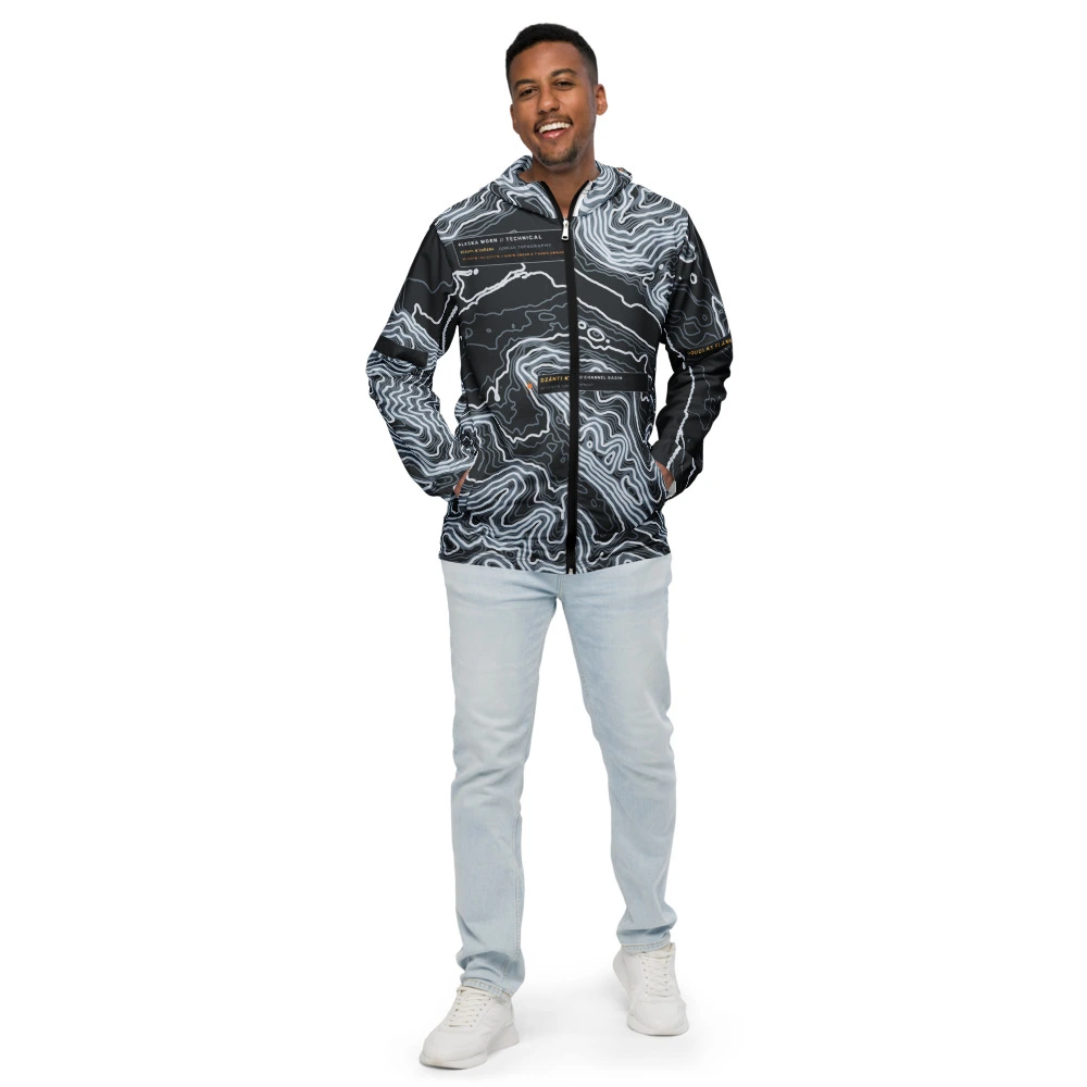 Real garment mockup of Juneau Lynn Canal Technical Fjord Windbreaker, Charcoal view 1